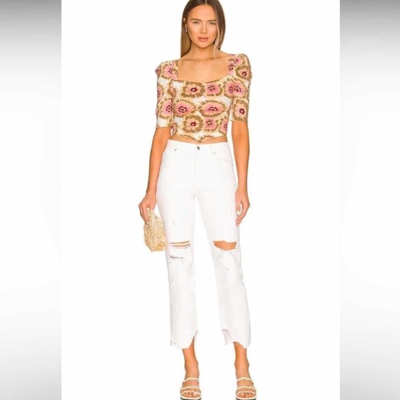 Free People Give Me More Floral Summer Top Size Small Ivory Combo - Picture 8 of 8